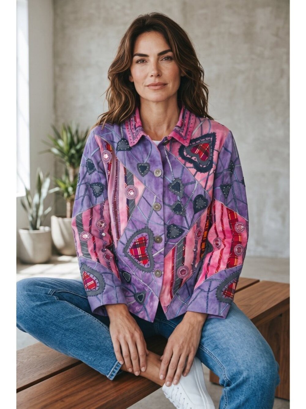 vtg Drapers & Damons Art to Wear Jacket Embroidered Patchwork Bright L - Picture 7 of 7